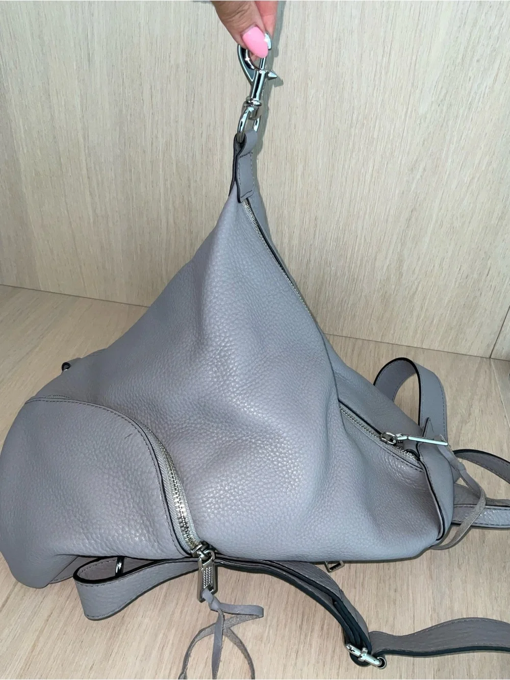 Rebecca Minkoff Gray Julian Pebbled Leather Backpack